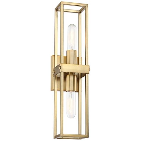 Possini Euro Design Modern Wall Light Sconce Warm Brass Hardwired 18 3