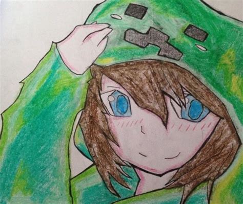 Anime Girl Wearing A Creeper Hoodie ~ By Fire Fang 14