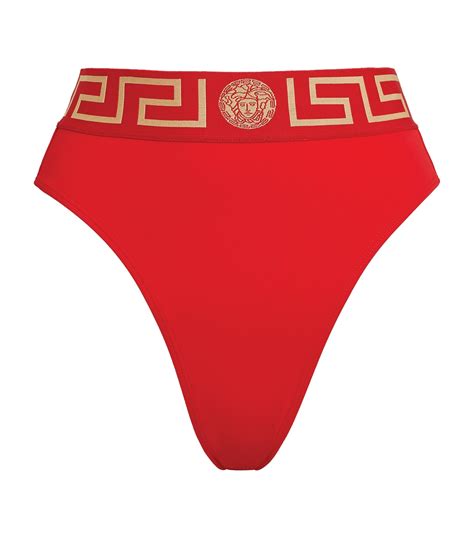 Womens Versace Red Greca High Waist Bikini Bottoms Harrods