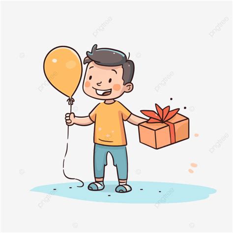 Outgoing Clipart Cartoon Kids Guy Hand With Balloon And T Isolated