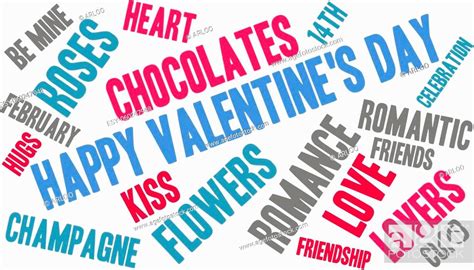 Happy Valentines Day Word Cloud On A White Background Stock Vector