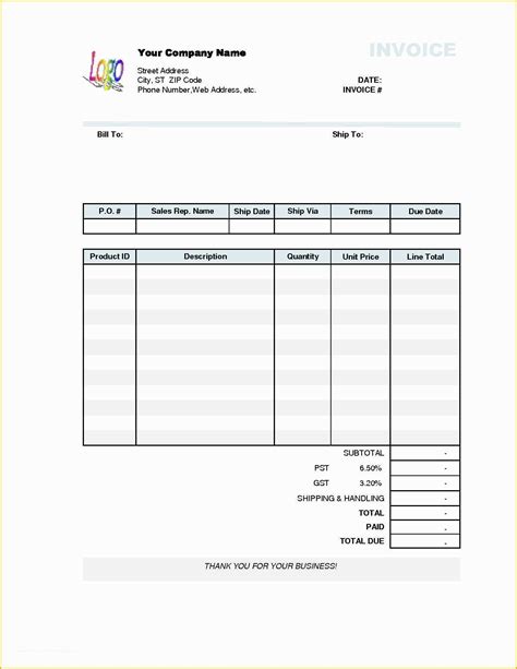 Standard Invoice Template Free Hot Sex Picture