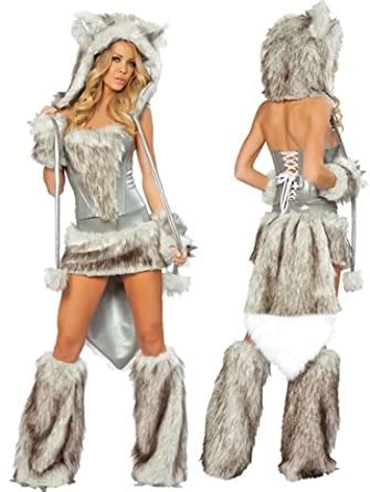 Sexy Fur Big Bad Wolf Costume Size Small Color Grey Amazon Co Uk Clothing