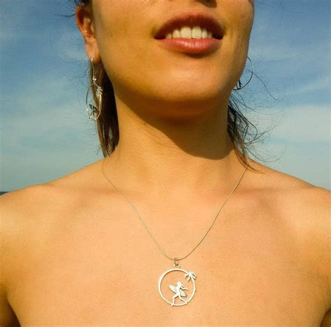 Surfer Girl Silver Pendant Silver Surf Necklace Surfing Etsy