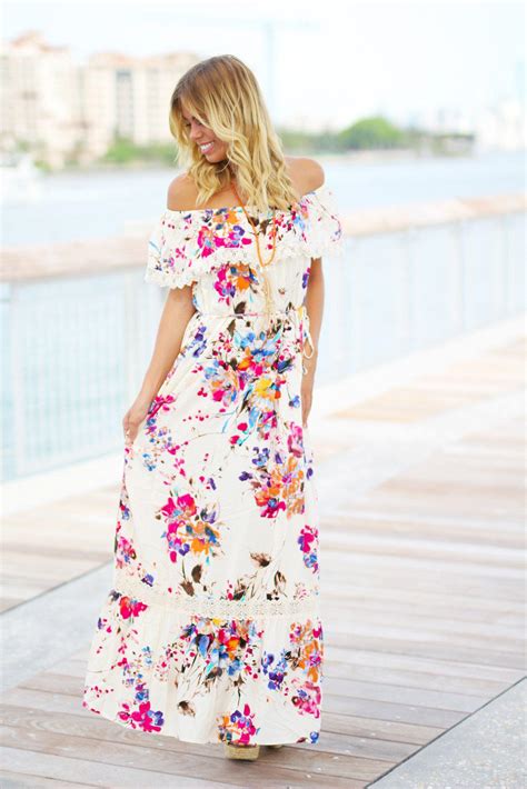 Floral Off Shoulder Maxi Dress Online Boutiques Saved By The Dress