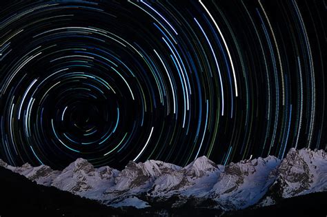 Hd Wallpaper Star Trail Mountain Range 4k Wallpaper Flare