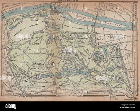 Bois De Boulogne Vintage Map Plan Paris 1922 Stock Photo Alamy