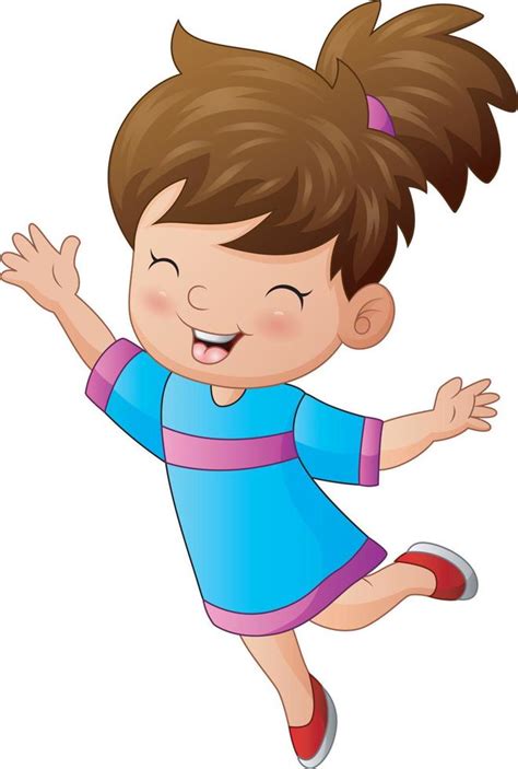 Cartoon Of Happy Little Girl Jumping 6635497 Vector Art At Vecteezy