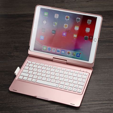 F102as For Ipad 102 Inch Colorful Backlit Rotatable Bluetooth Keyboard Leather Case With Pen