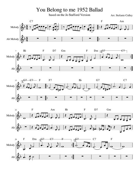 You Belong To Me Sheet Music For Voice Download Free In Pdf Or Midi