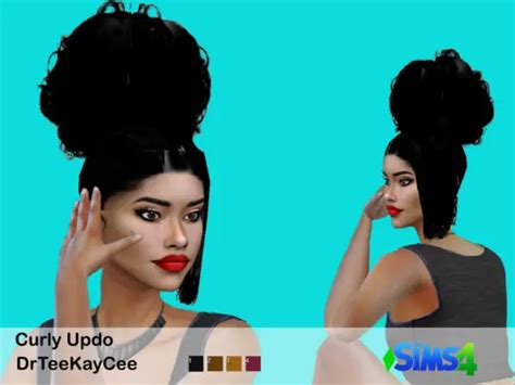 The Sims Resource Curly Hair Updo By Drteekaycee Sims 4 Hairs