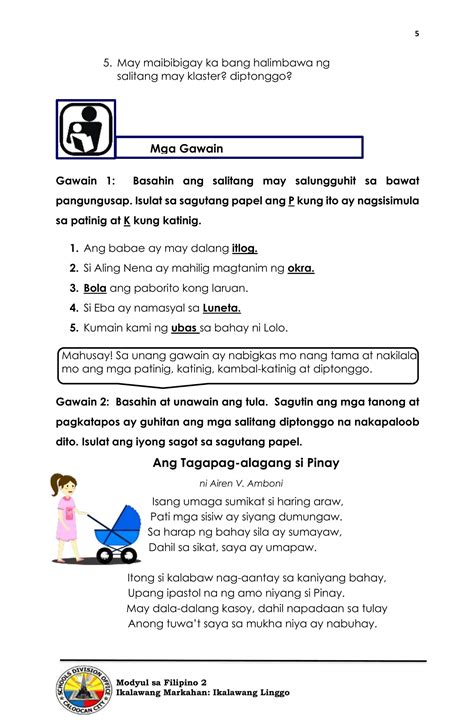 Filipino 2 Q2 Week 2 Interactive Worksheet Edform