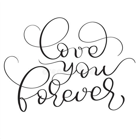 Love You Forever Text On White Background Hand Drawn Vintage