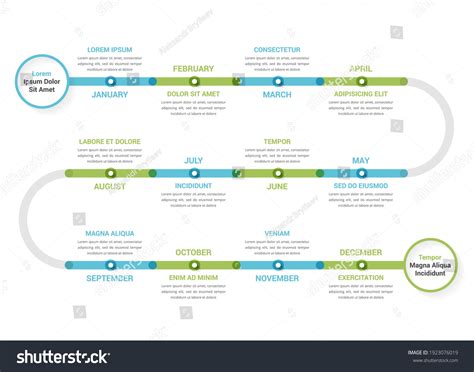 Timeline Infographics Template 12 Months Workflow Stock Vector Royalty