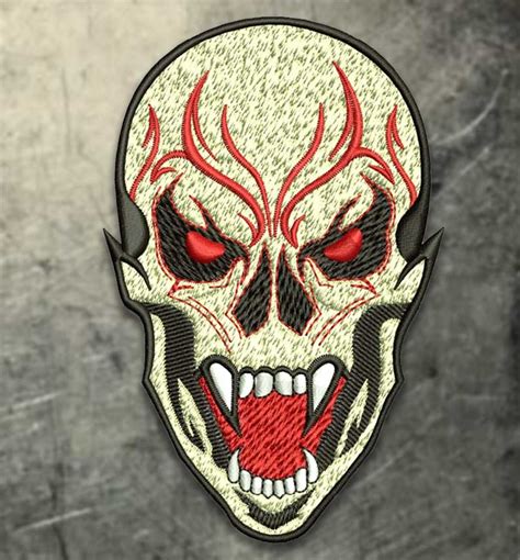 Vampire Skull Embroidery Design 3 Sizes Digital Designs Embroidery