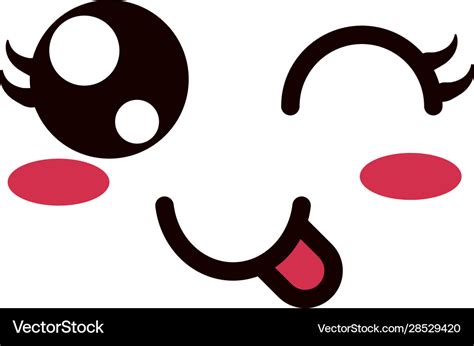 Kawaii Cute Face Expression Eyes And Mouth Wink Vector Image