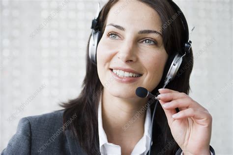 Woman Talking In Her Headset Stock Image F0033188 Science Photo