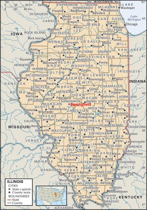 Labeled Illinois Map with Capital | World Map Blank and Printable