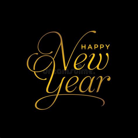 Happy New Year Gold Lettering Text For Greeting Card Holiday Luxury