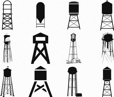 Water Tower Svg Eps Png Dxf Clipart For Cricut And Etsy Water Tower