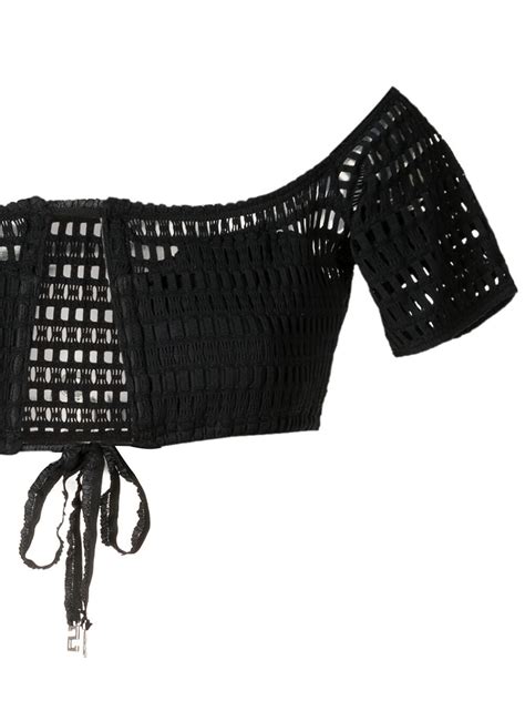 Amir Slama Open Knit Off Shoulder Bikini Set Farfetch