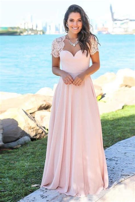 Blush Pink Sweetheart Maxi Open Back Lace Beach Wedding Guest Dresses