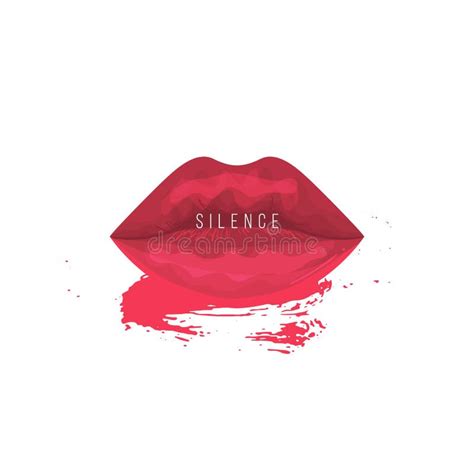 silence vector poster with woman lips stock vector illustration of brush template 109385072