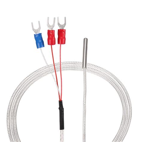 Uxcell Pt100 Temperature Sensor Probe 3 Wires Cable Thermocouple