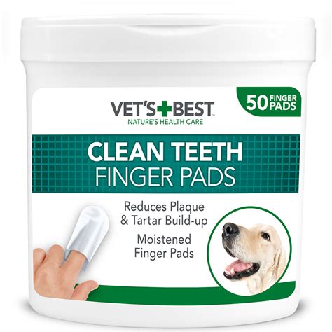 Vets Best Dental Care Finger Wipes For Dogs 50 Disposable Wipes Pets