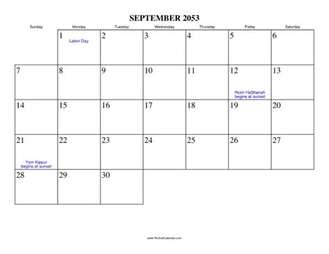 September 2053 Calendar
