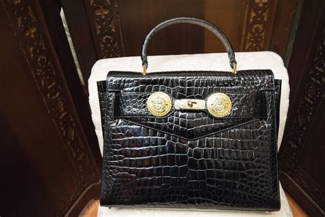 1980s Gianni Versace Embossed Crocodile Handbag Vintage Versace
