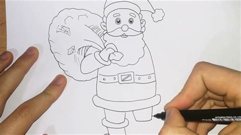 Kako Nacrtati Deda Mraza Sa Vrecom Poklona Drawing Santa Claus With