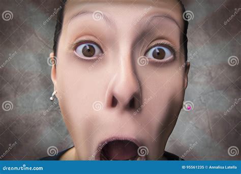 Frightened Woman Screaming With Mouth Wide Open Stock Image Image Of