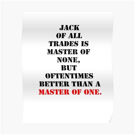 Who Is Jack Of All Trades Poster For Sale By Santoshputhran Redbubble