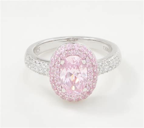 Diamonique Simulated Pink Diamond Oval Cut Ring Sterling Silver
