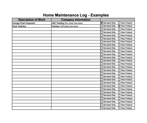 Free 14 Sample Maintenance Log Templates In Pdf Ms Word Pages