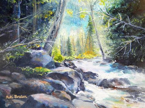 Mountain River Glow Painting By Patti Gordon Fine Art America