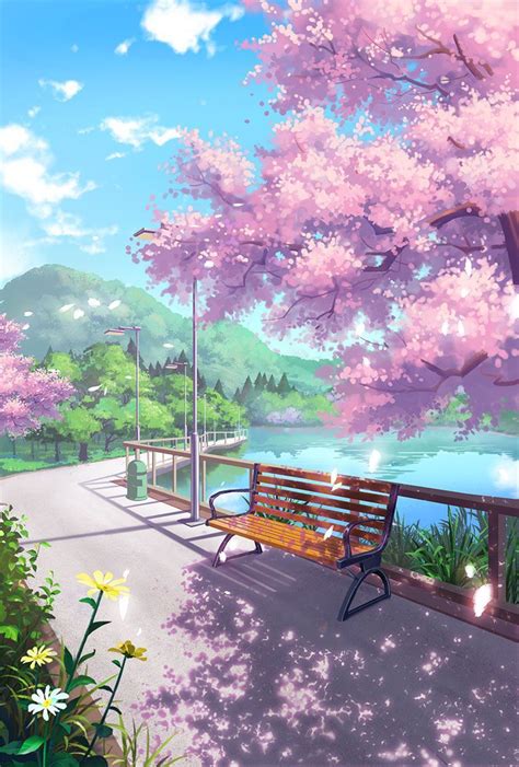 Spring Landscape Anime Wallpapers Wallpaper Cave