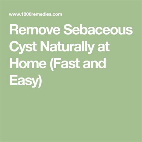 Remove Sebaceous Cyst Naturally At Home Fast And Easy Cysts Detox