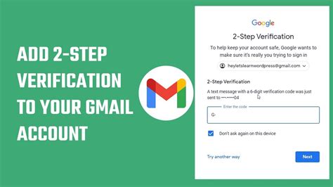 How To Add 2 Step Verification In Gmail Two Factor Authentication
