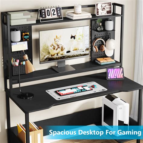 Tribesigns Gaming Desk 55 Computer Table With Hutch And Monitor Stand