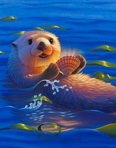 Sea Otters By Leland Klanderman In 2021 Otter Illustration Otter Art