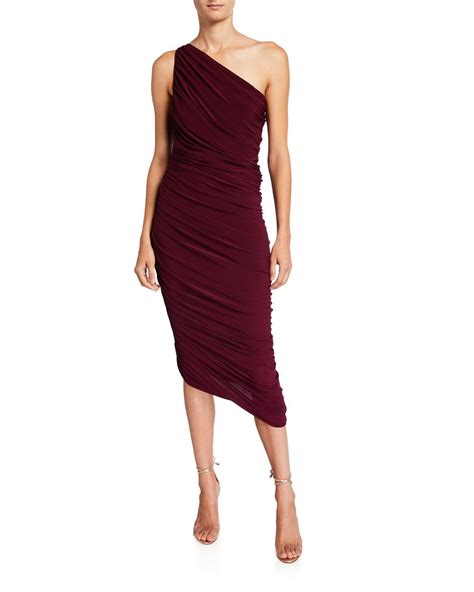 Norma Kamali Synthetic Diana 1 Shoulder Stretch Dress In Plum Red Lyst