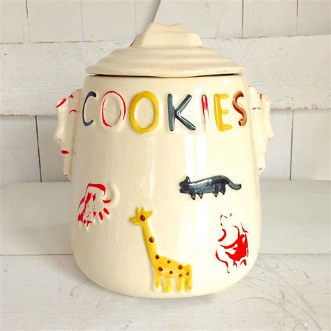 Vintage Cookie Jar 1950s American Bisque Pottery Animal Etsy