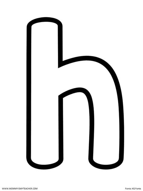 The Letter H Coloring Page With Black And White Lines On Its Upper Half