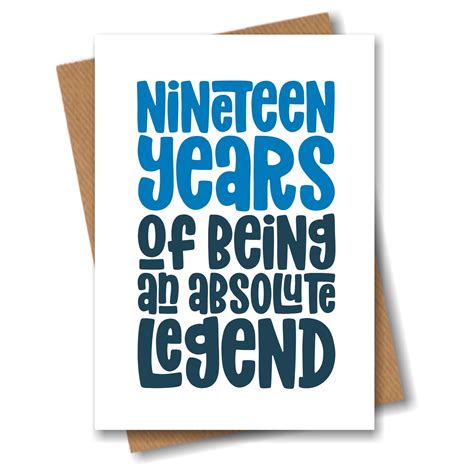 Funny 19th Birthday Card Nineteen Years Of Being An Absolute Etsy Uk