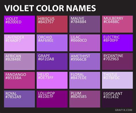 Violet Color Names Purple Color Names Color Names