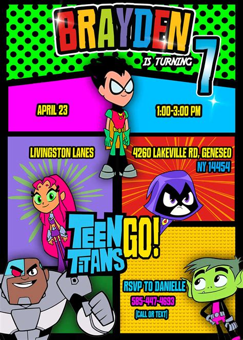 Teen Titans Go Birthday Invitation Fantastic Invite