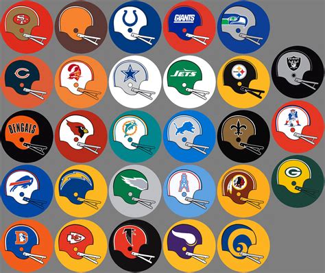 Nfl Helmet Classic Logos 28 Team Logos Buttons Or Magnets New 125 Inch