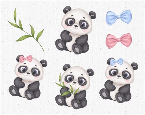 Cute Panda Clipart Baby Panda Png Baby Shower Clipart Etsy